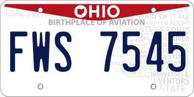 OH license plate FWS7545