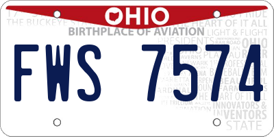 OH license plate FWS7574