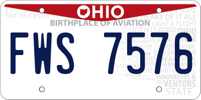 OH license plate FWS7576
