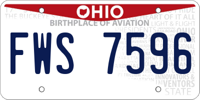 OH license plate FWS7596