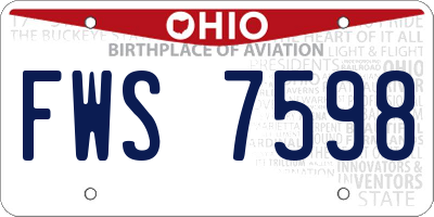 OH license plate FWS7598