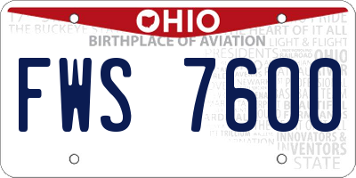 OH license plate FWS7600