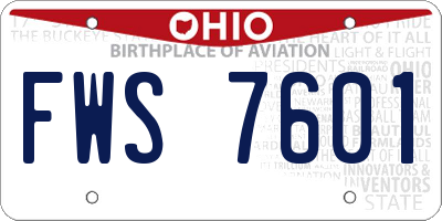 OH license plate FWS7601