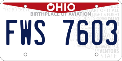 OH license plate FWS7603