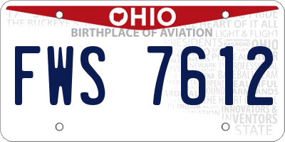 OH license plate FWS7612