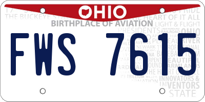 OH license plate FWS7615