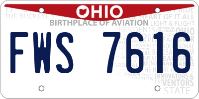 OH license plate FWS7616