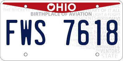 OH license plate FWS7618