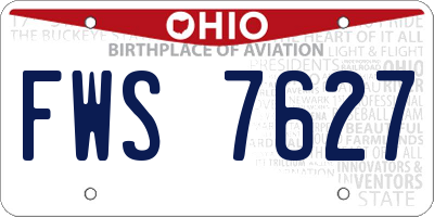 OH license plate FWS7627