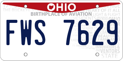 OH license plate FWS7629
