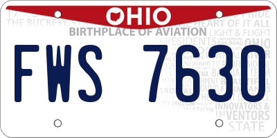 OH license plate FWS7630