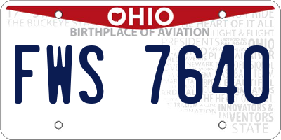 OH license plate FWS7640