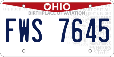 OH license plate FWS7645