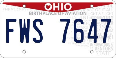 OH license plate FWS7647