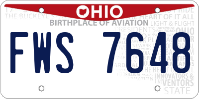 OH license plate FWS7648