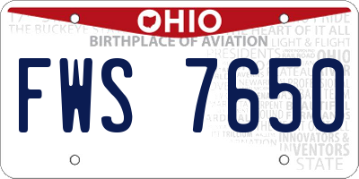 OH license plate FWS7650