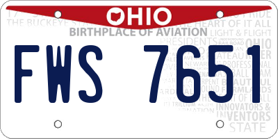 OH license plate FWS7651