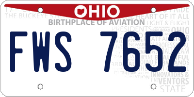 OH license plate FWS7652