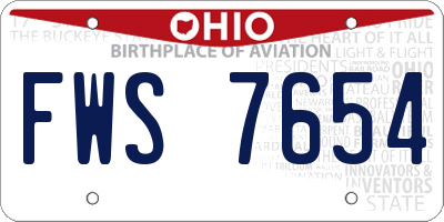 OH license plate FWS7654