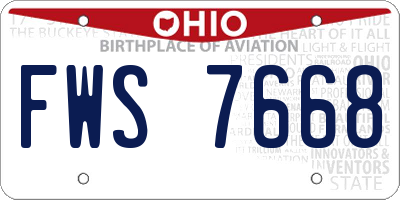 OH license plate FWS7668