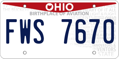 OH license plate FWS7670