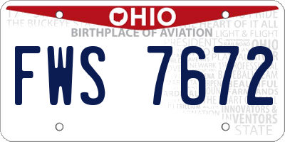OH license plate FWS7672