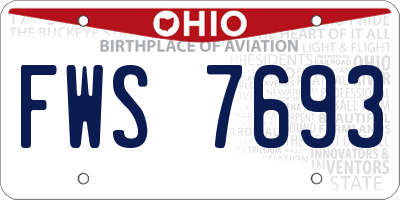 OH license plate FWS7693