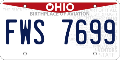 OH license plate FWS7699