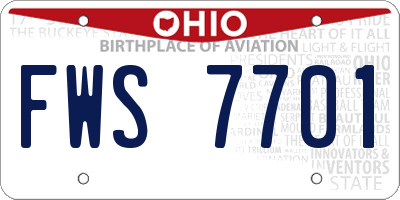 OH license plate FWS7701
