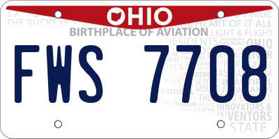 OH license plate FWS7708