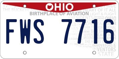 OH license plate FWS7716