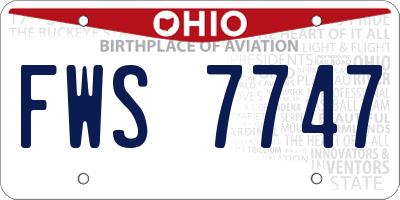 OH license plate FWS7747