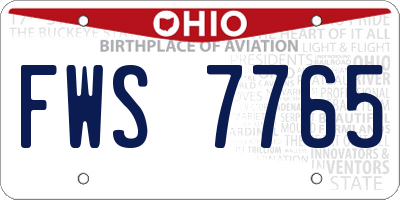 OH license plate FWS7765