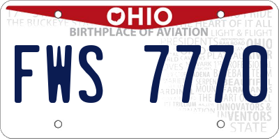 OH license plate FWS7770