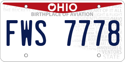 OH license plate FWS7778