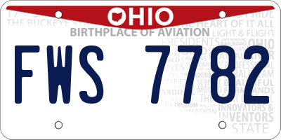 OH license plate FWS7782