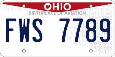 OH license plate FWS7789