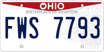 OH license plate FWS7793