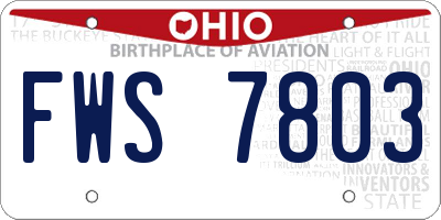 OH license plate FWS7803