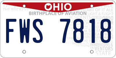 OH license plate FWS7818