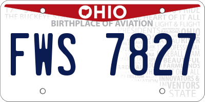 OH license plate FWS7827