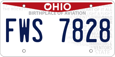 OH license plate FWS7828