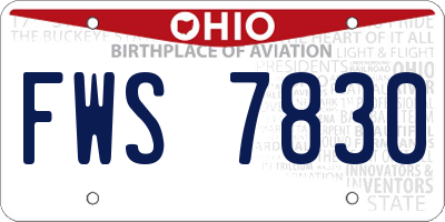 OH license plate FWS7830