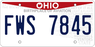 OH license plate FWS7845