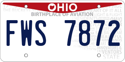 OH license plate FWS7872