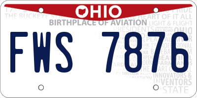 OH license plate FWS7876