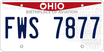 OH license plate FWS7877