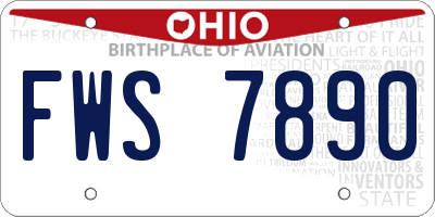 OH license plate FWS7890