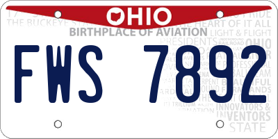 OH license plate FWS7892