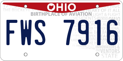 OH license plate FWS7916